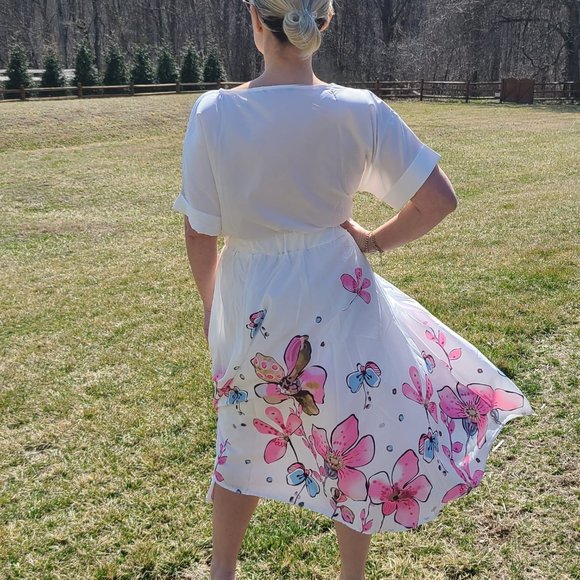BRAND NEW WHITE  PINK FLORAL DRESS - Picture 7 of 13